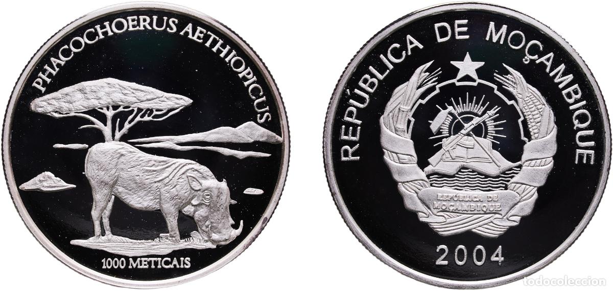Monedas antiguas de Europa: Mozambique Republic 2004 1000 Meticais (Phacochoerus aethiopicus) Silver (.980) 20.4g PF