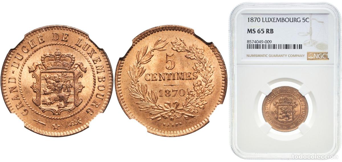 Monedas antiguas de Europa: Luxembourg Principalty 1870 5 Centimes - Willem III &ldquo;The sole finest example recorded by NGC, with