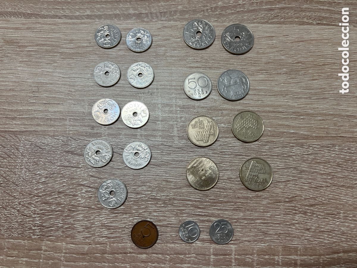 Monedas antiguas de Europa: LOTE DE 20 MONEDAS DE NORUEGA