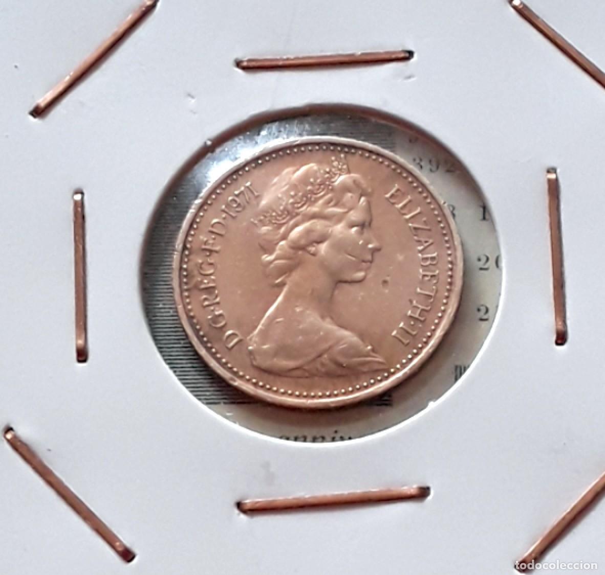 Monete antiche di Europa: Moneda de 1 New Penny de 1971: Un s&iacute;mbolo de la decimalizaci&oacute;n brit&aacute;nica