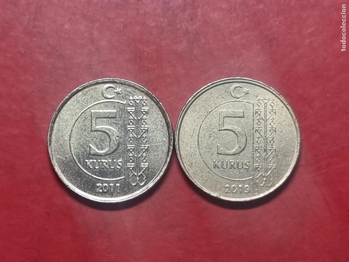 Monedas antiguas de Europa: 2 MONEDAS 5 KURUS TURQU&Iacute;A