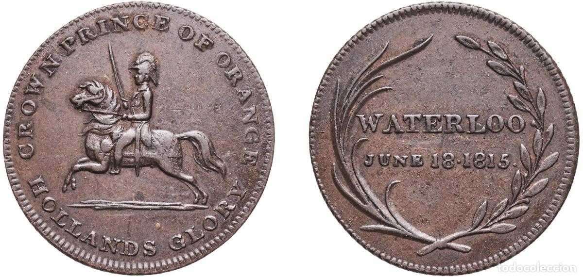 Monedas antiguas de Europa: Great Britain United Kingdom Kingdom 1815 Token - Crown Prince of Orange Silver plated brass 5g XF