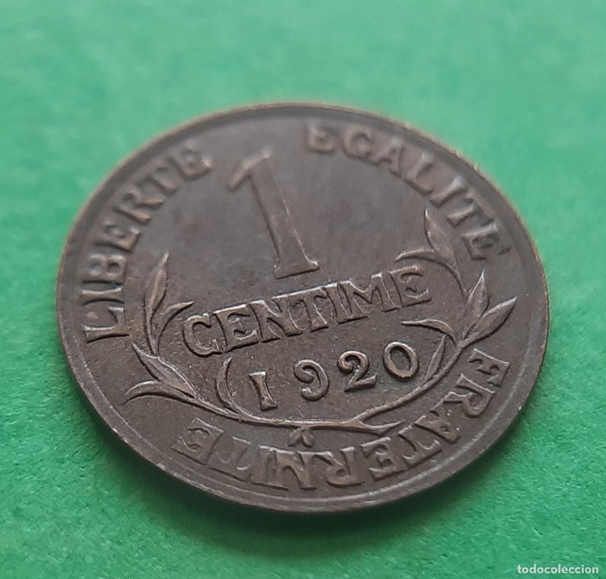 Monedas antiguas de Europa: (FRANCIA)(1920)(BRONCE) 1 C&Eacute;NTIMO - Foto 3