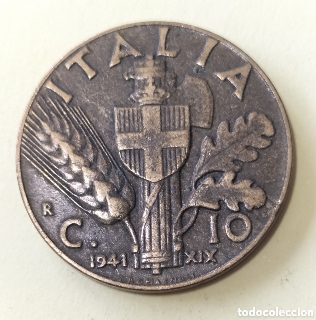 Monedas antiguas de Europa: Moneda 10 C&eacute;ntesimos 1941 Italia.