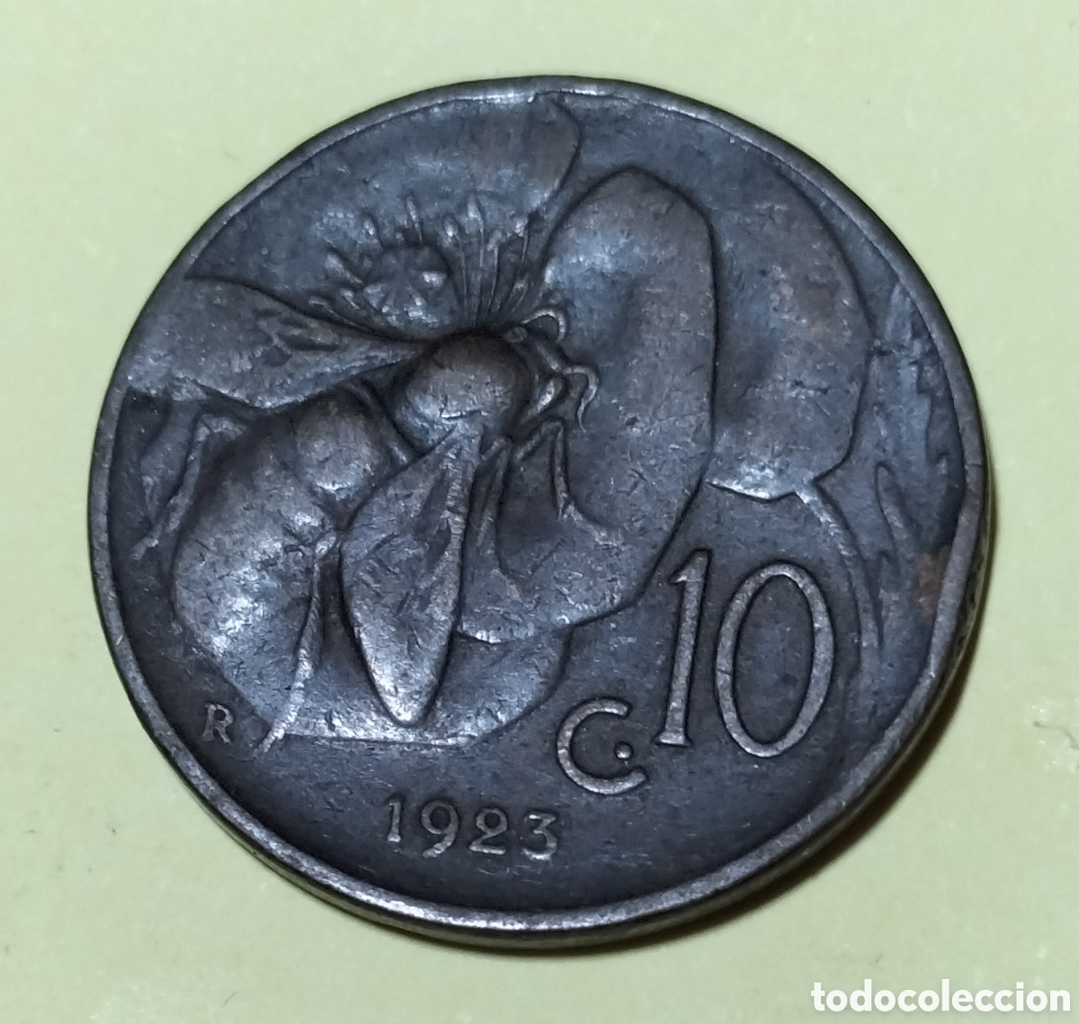 Monedas antiguas de Europa: Moneda 10 C&eacute;ntesimos 1923 Italia.
