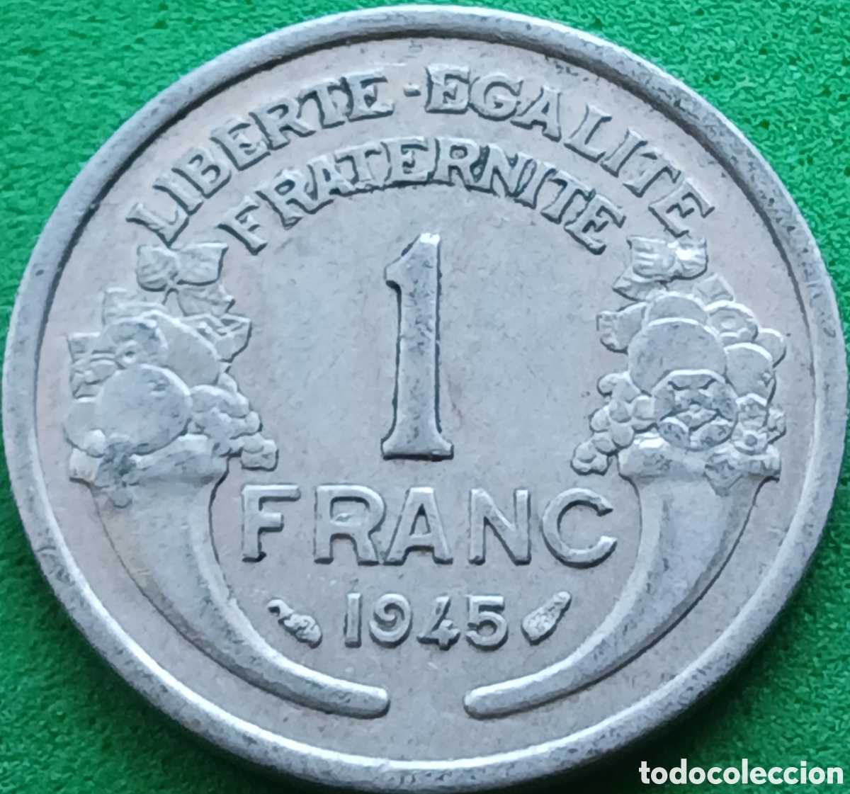 Monedas antiguas de Europa: Francia 1 franco 1945 km#885a sin marca de ceca