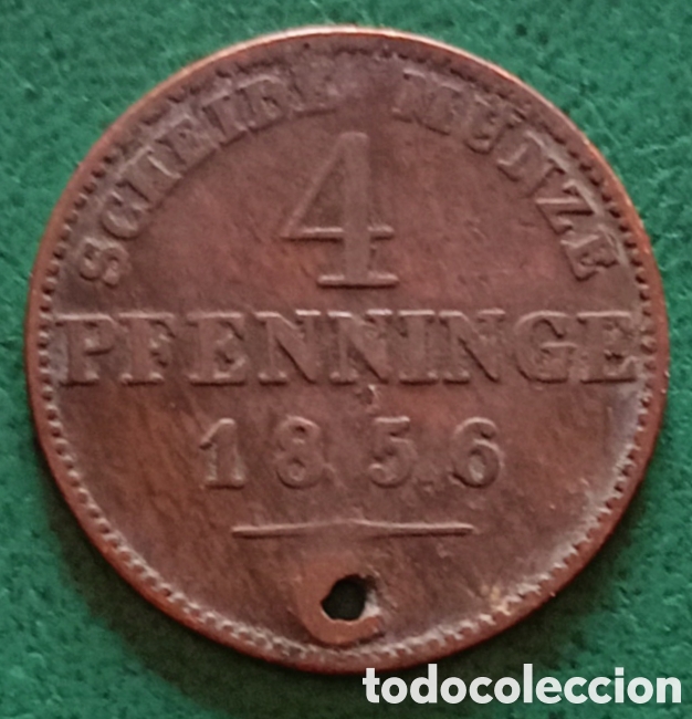 Monedas antiguas de Europa: Alemania 1856 - Prusia - Moneda de 4 Pfennig - MC