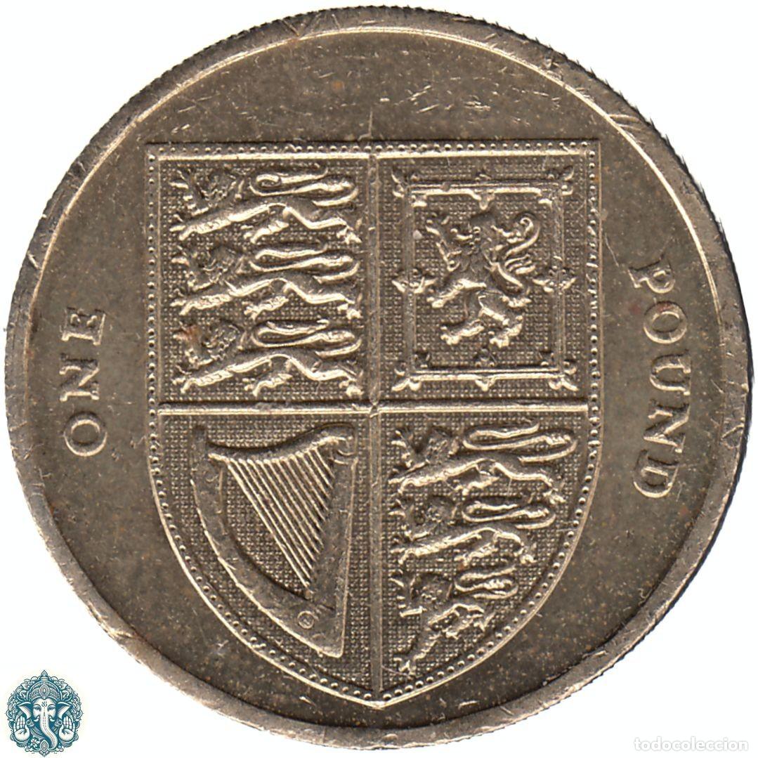 Monedas antiguas de Europa: REINO UNIDO 1 Libra 2008 Escudo Real KM#1113 canto normal INGLATERRA GRAN BRETA&Ntilde;A