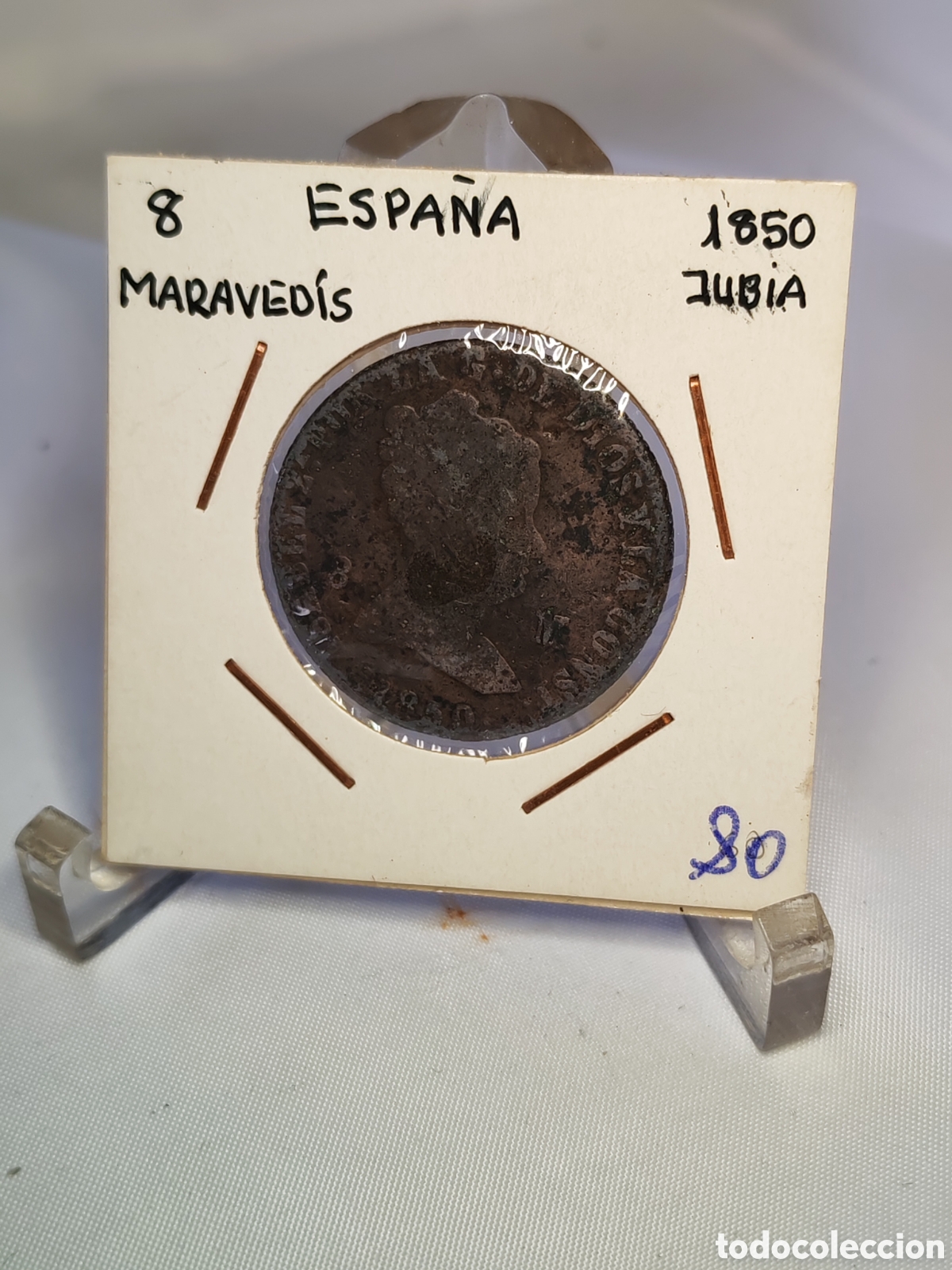 Monedas antiguas de Europa: Espa&ntilde;a. 8 maravedies. 1850. Jubia,