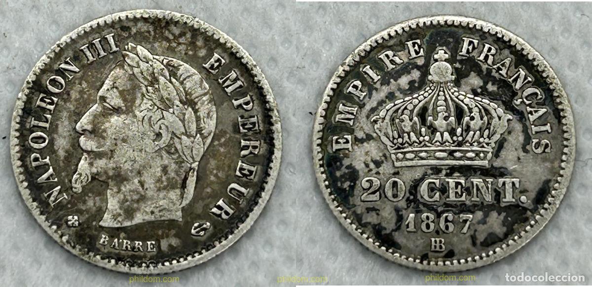 Monedas antiguas de Europa: 3751 FRANCIA 1867 FRANCE 20 CENTIMES 1867 NAPOL&Eacute;ON III