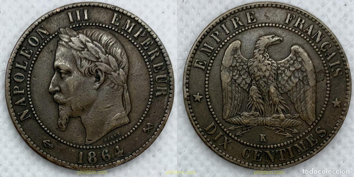 Monedas antiguas de Europa: 2434 FRANCIA 1864 FRANCE NAPOLEON 1864 K 10 CENTIMES BORDEAUX