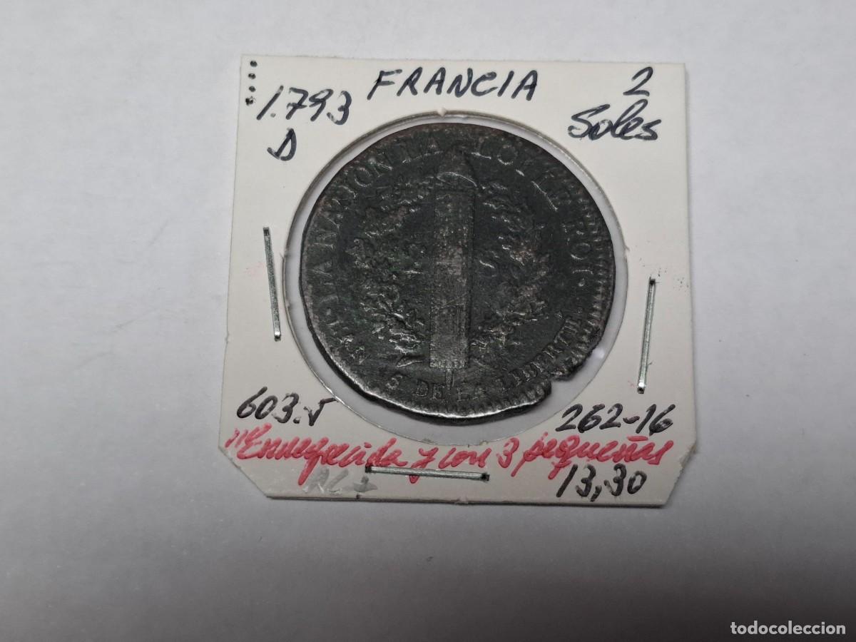 Monedas antiguas de Europa: 2 SOLES de 1793 D KM 603.5 FRANCIA en RC+