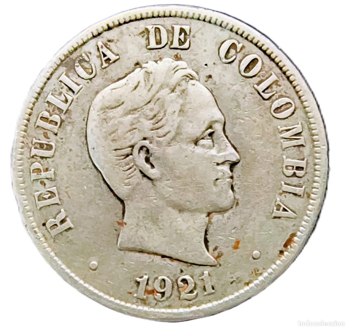 Alte M&uuml;nzen aus Europa: 50 Centavos Colombia 1921 VF/MBC-