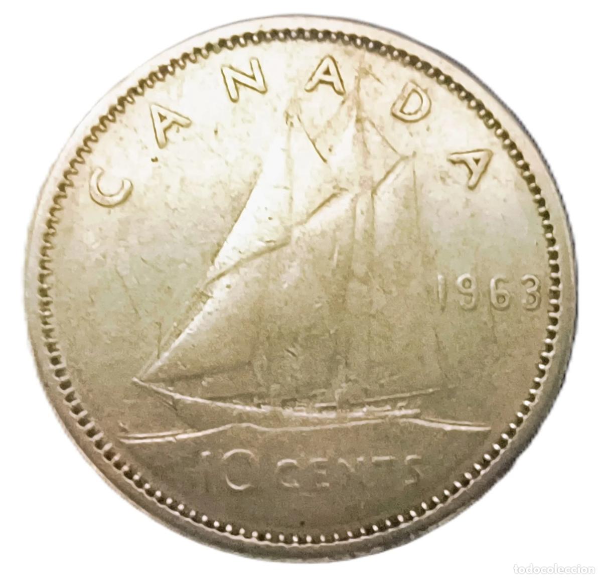 Monedas antiguas de Europa: 10 Centavos Canad&aacute; 1963 VF/MBC - Foto 2