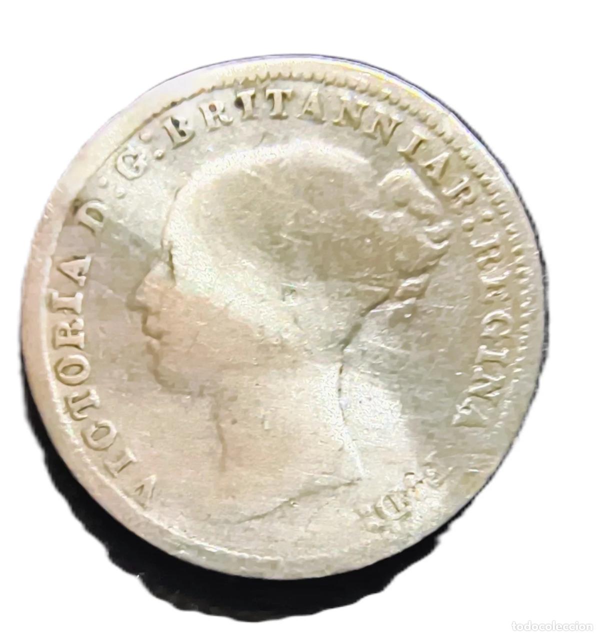 Alte M&uuml;nzen aus Europa: 3 Pence Inglaterra 1876 F/BC