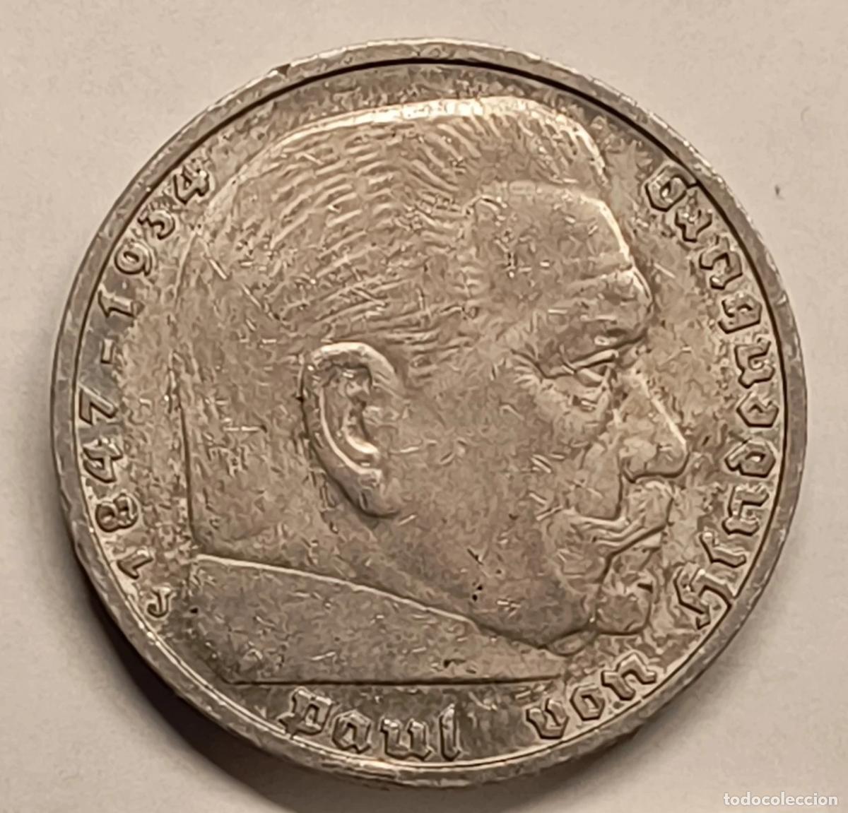 Monedas antiguas de Europa: 5 Reichsmark 1936-J Hindenburg
