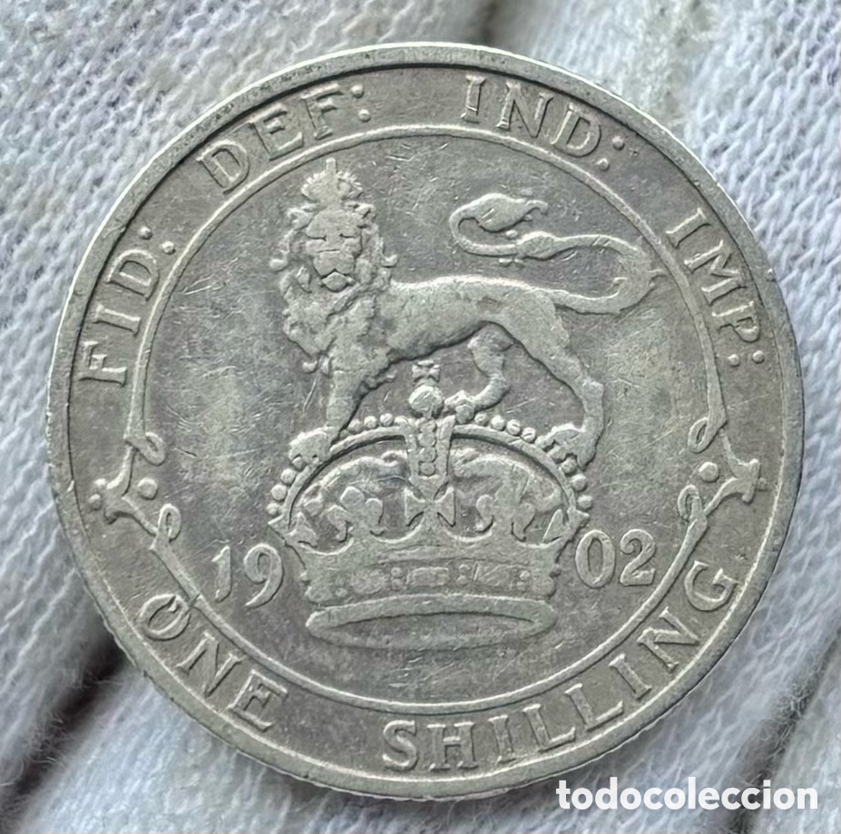 Monedas antiguas de Europa: Moneda PLATA INGLATERRA 1 Chel&iacute;n 1902 Eduardo VII. Shilling Reino Unido UK