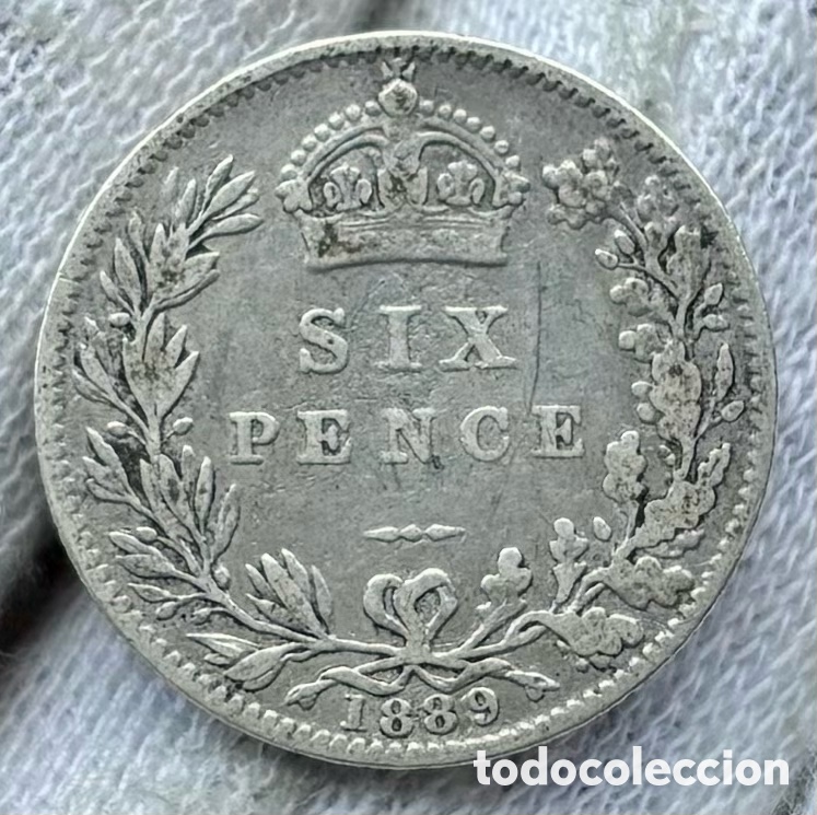 Monedas antiguas de Europa: Moneda PLATA INGLATERRA 6 Peniques 1889 Victoria. Pence. Reino Unido UK