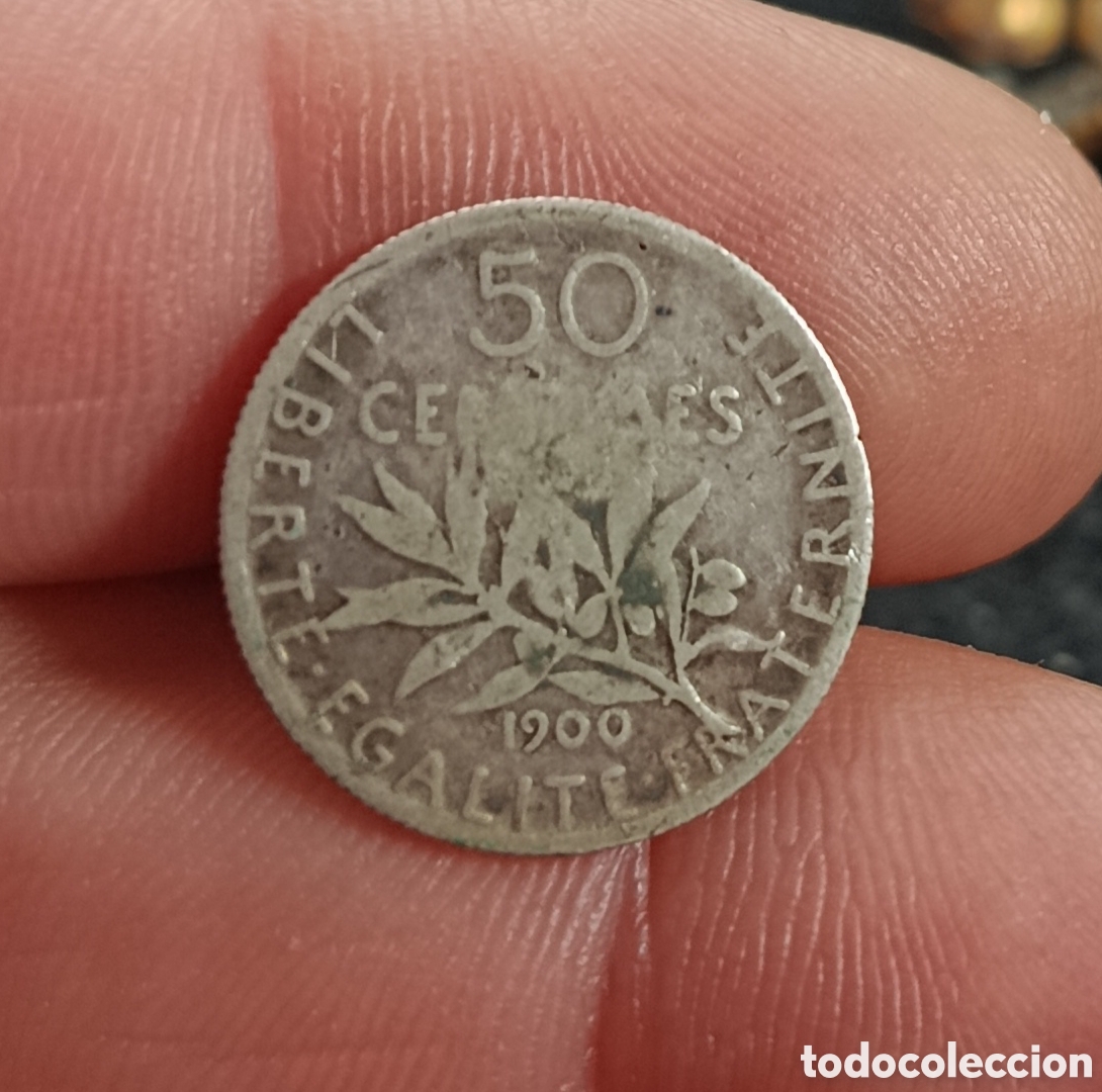 Monedas antiguas de Europa: Francia. 50 centimos de franco plata. 1900