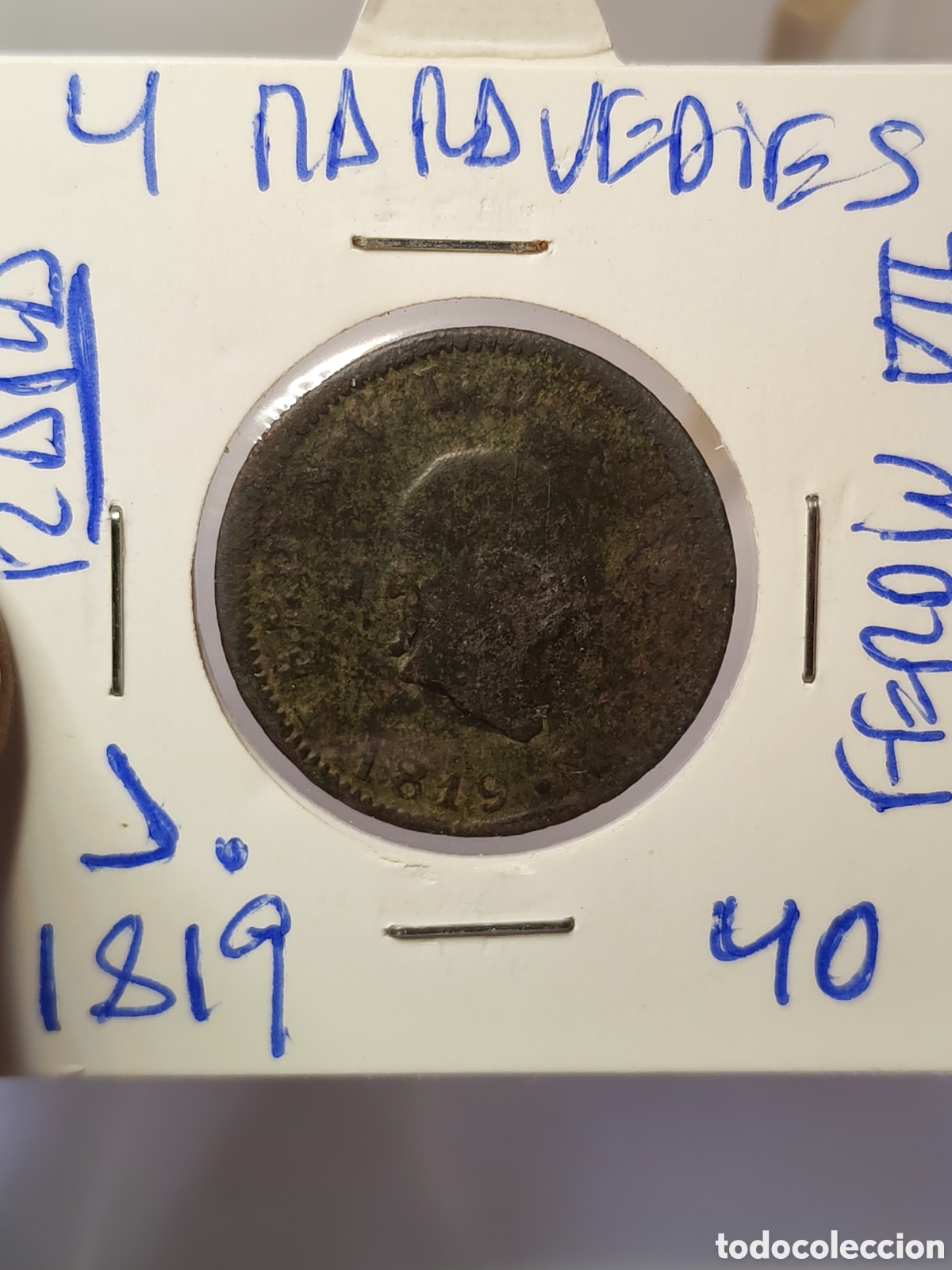 Monedas antiguas de Europa: Espa&ntilde;a. 4 maravedies. 1819. Ferdin VII. Rara. J.