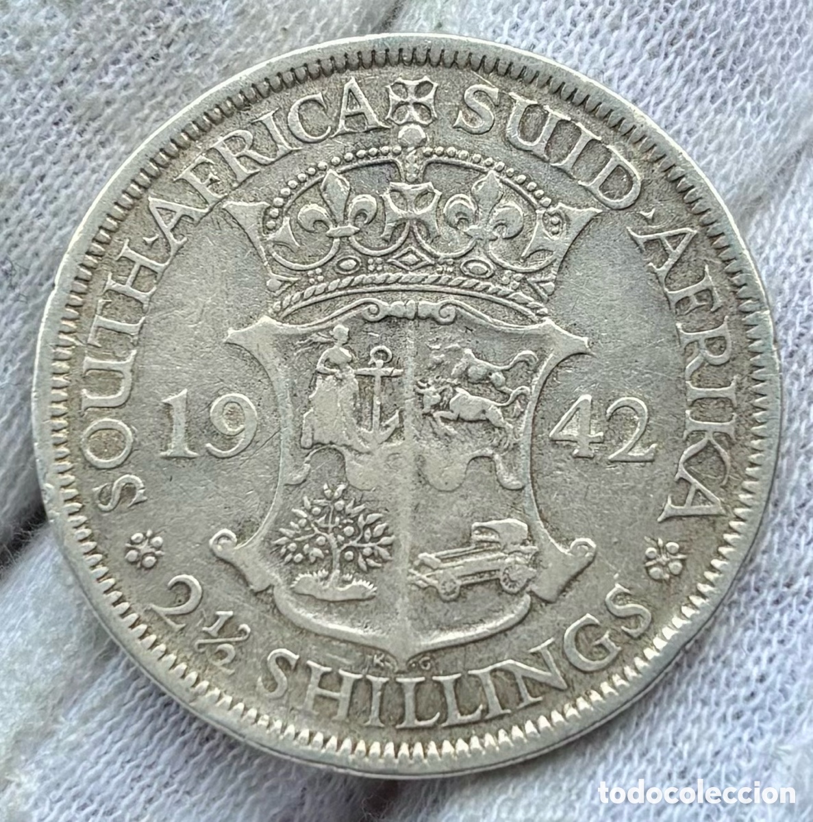 Monedas antiguas de Europa: Moneda PLATA SUD&Aacute;FRICA 2 2/1 Chelines 1942. Jorge VI. Shillings