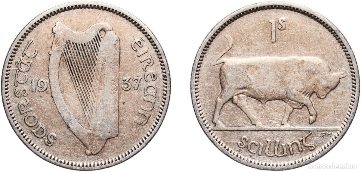 Monedas antiguas de Europa: Ireland Irish Free State 1937 1 Scilling Silver (.750) Royal Mint (Tower Hill) (100000) 5.53g VF K