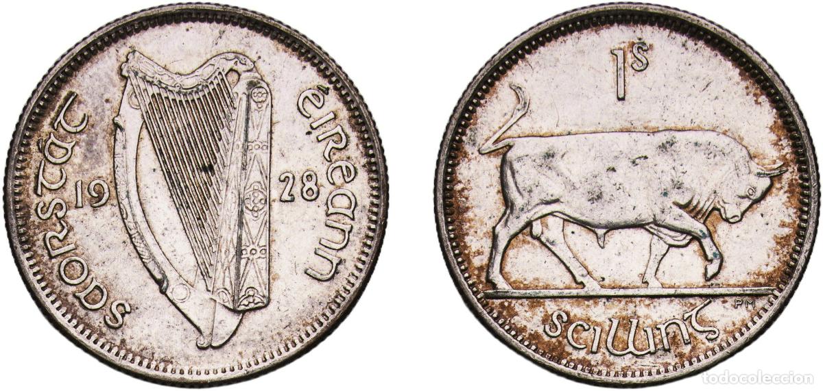 Monedas antiguas de Europa: Ireland Irish Free State 1928 1 Scilling Silver (.750) Royal Mint (Tower Hill) (2700000) 5.65g AU