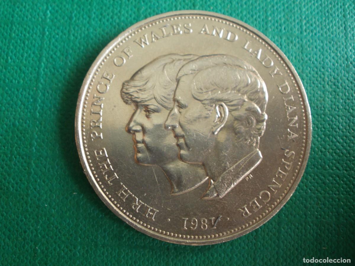 Moedas antigas da Europa: Moneda 25 peniques Reino Unido 1981 &ndash; Boda Pr&iacute;ncipe Carlos y Lady Diana &ndash; Cupron&iacute;quel conmemorativa