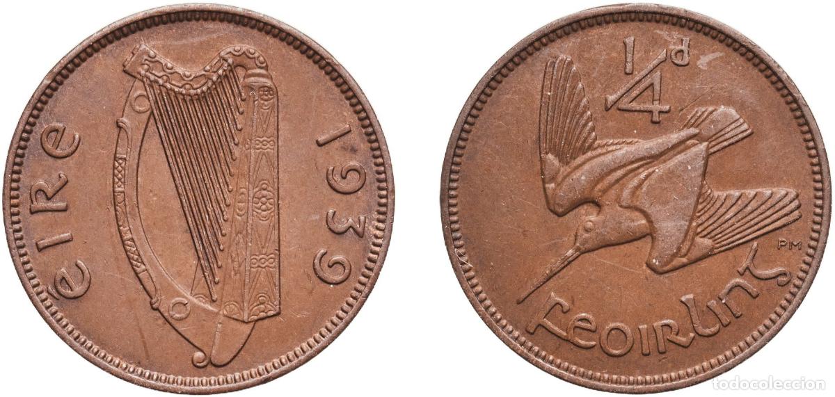 Monedas antiguas de Europa: Ireland Republic 1939 Feoirling / &frac14; Phingin Bronze Royal Mint (Tower Hill) (786000) 2.77g AU KM 9