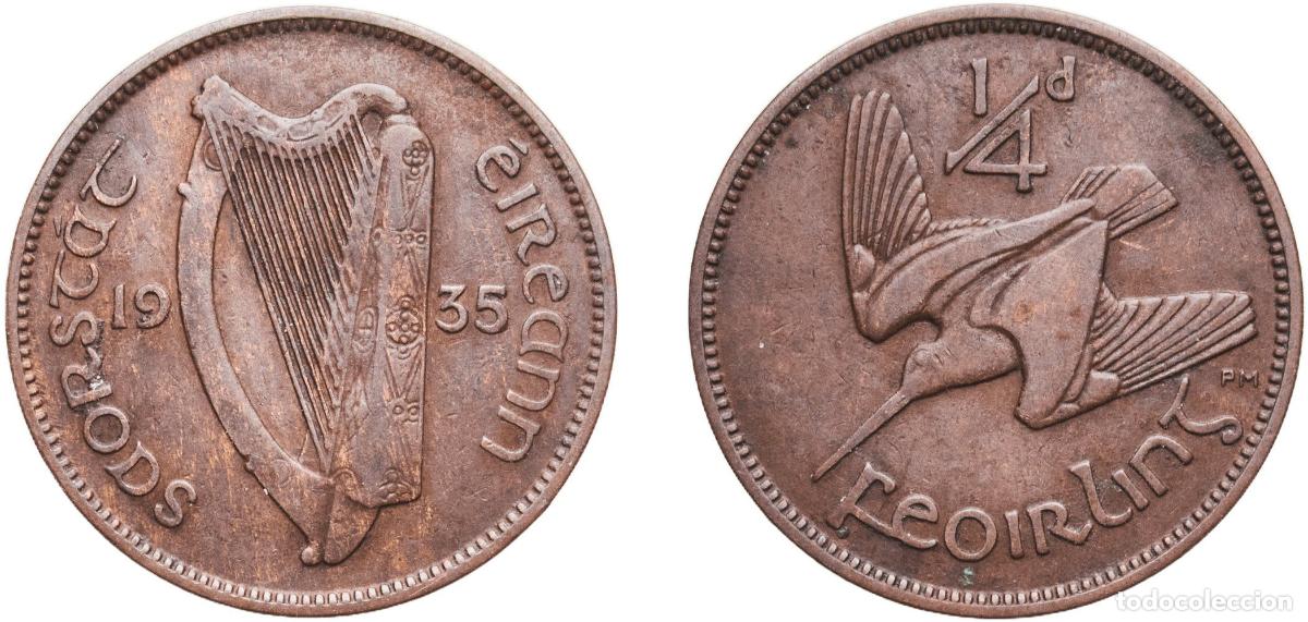 Monedas antiguas de Europa: Ireland Irish Free State 1935 Feoirling / &frac14; Phingin Bronze Royal Mint (Tower Hill) (192000) 2.74g X