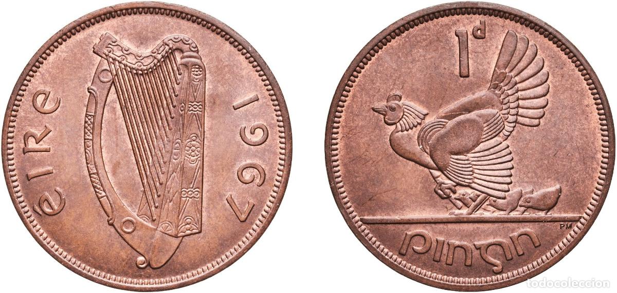 Monedas antiguas de Europa: Ireland Republic 1967 1 Pingin Bronze Royal Mint (Tower Hill) (2400000) 9.49g UNC KM 11 Sp 6643 Sc