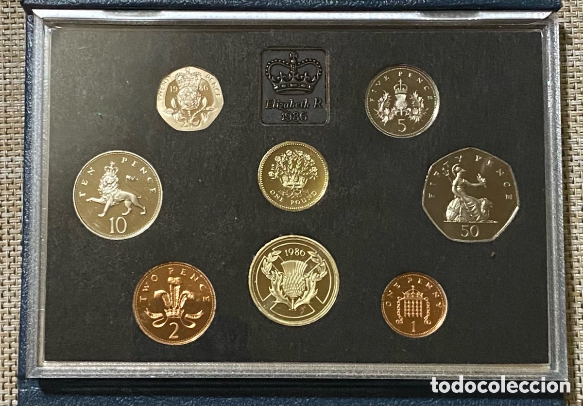 Monedas antiguas de Europa: Reino Unido 1986 set cartera estuche