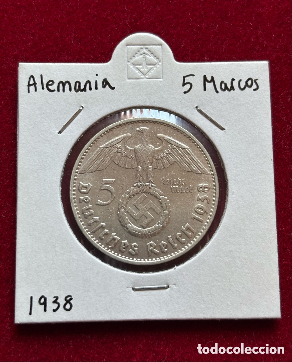 Monedas antiguas de Europa: 5 MARCOS 1938-D ALEMANIA NAZI