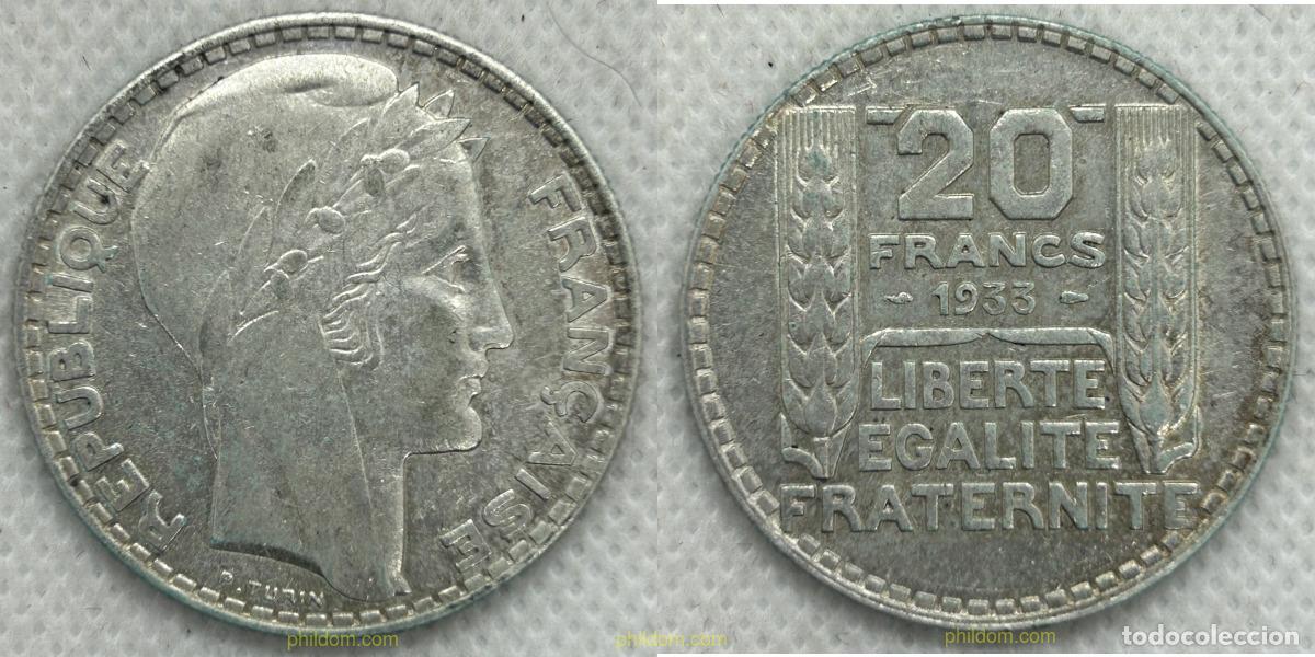 Monedas antiguas de Europa: 4207 FRANCIA 1933 20 FRANCS 1933 FRANCE SILVER