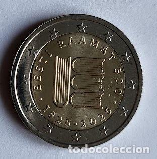 Monedas antiguas de Europa: Moneda 2 Euros Conmemorativa Estonia 2025 - 500 Aniversario del Primer Texto Impreso en Estonio