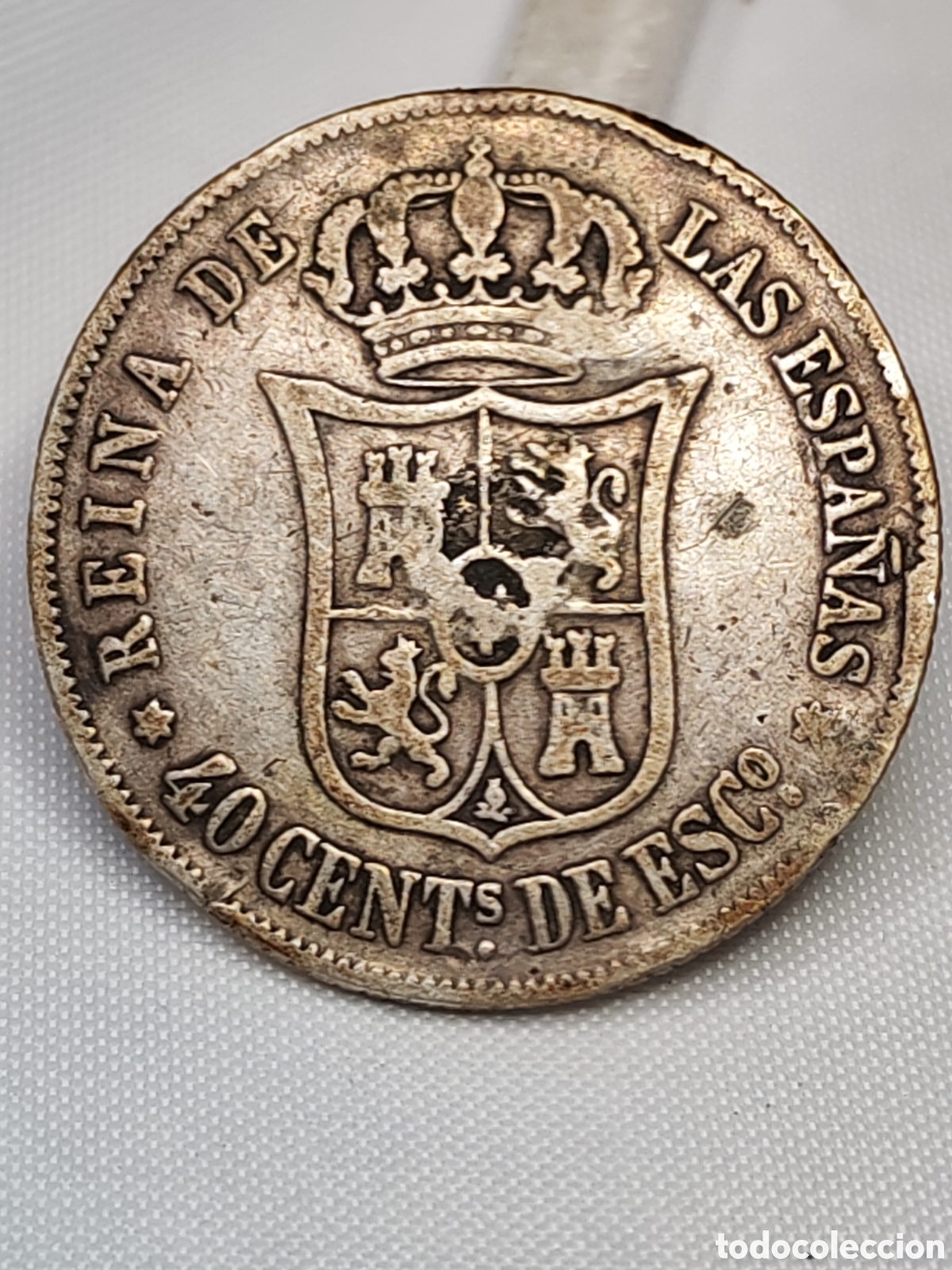 Monedas antiguas de Europa: Espa&ntilde;a. 40 centimos de escudo. 1866. Plata