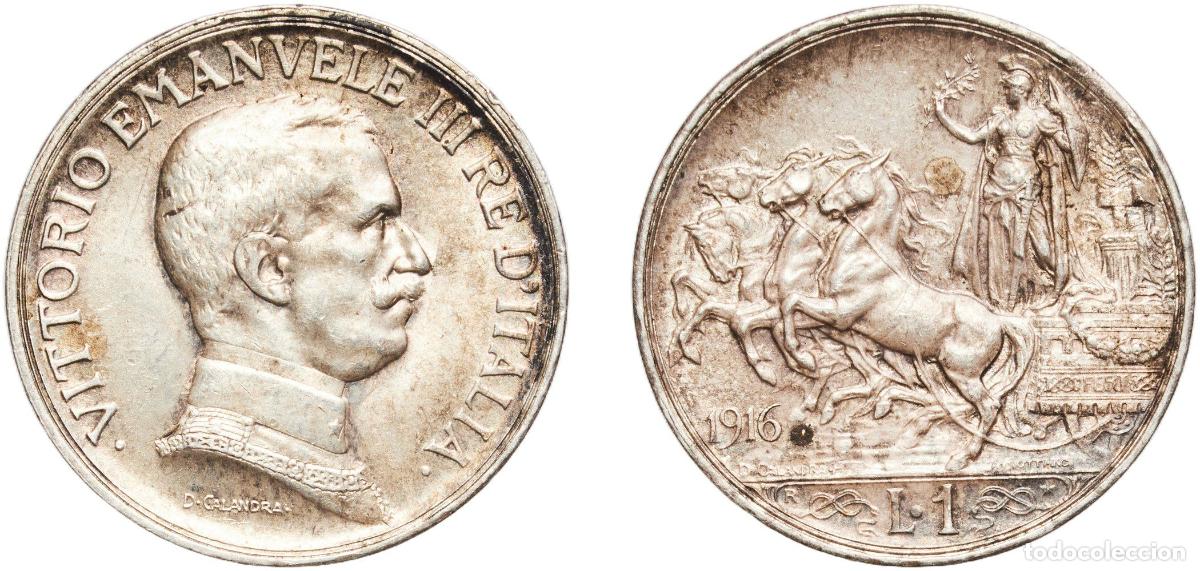 Monedas antiguas de Europa: Italy Kingdom 1916 R 1 Lira - Vittorio Emanuele III Silver (.835) Rome Mint (1834892) 5g UNC KM 57