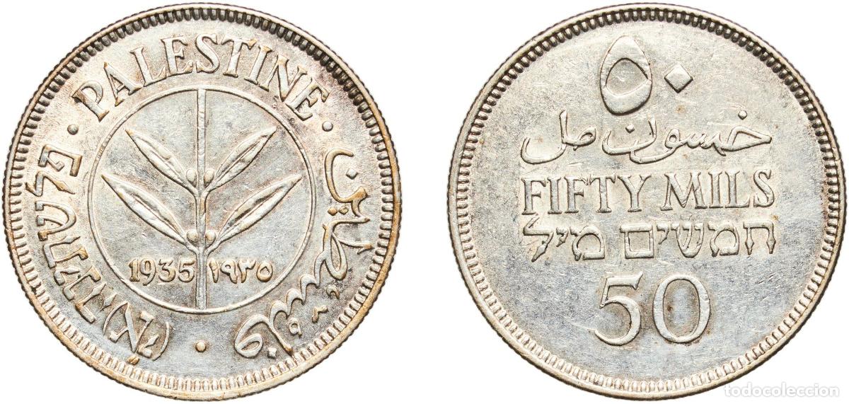 Monedas antiguas de Europa: Israel British Palestine British Mandate 1935 50 Mils Silver (.720) Royal Mint (Tower Hill) (560000