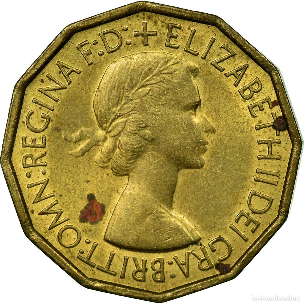 Monedas antiguas de Europa: [#692331] Moneda, Gran Breta&ntilde;a, Elizabeth II, 3 Pence, 1953, MBC, N&iacute;quel - lat&oacute;n