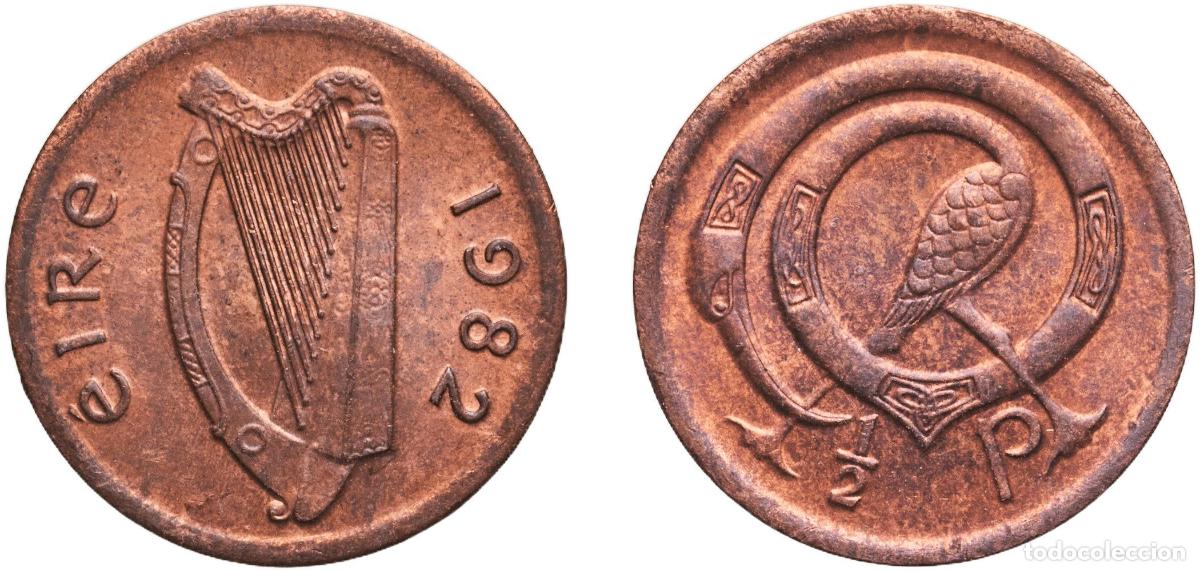Monedas antiguas de Europa: Ireland Republic 1982 &frac12; Penny Bronze Irish Mint (9660000) 1.8g UNC KM 19 Sp 6710