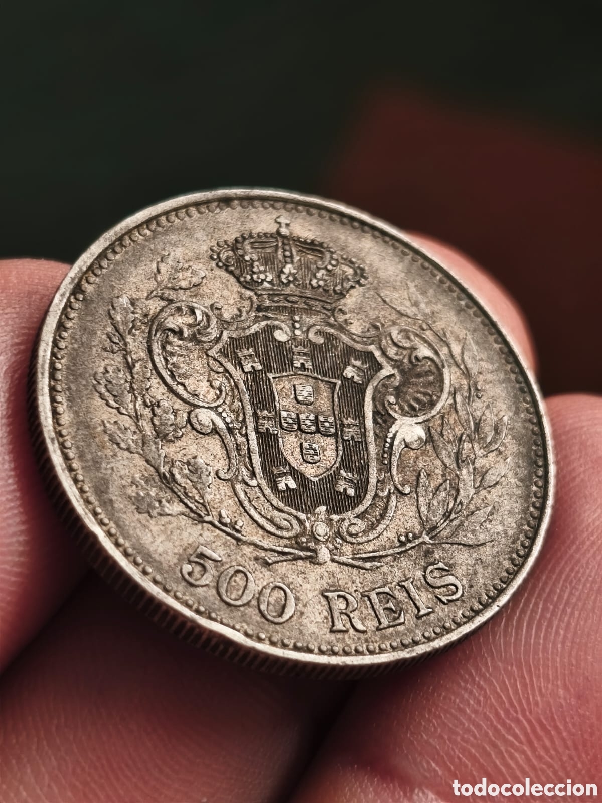 Monedas antiguas de Europa: Portugal. 500 reais. 1908. Carlos I. Plata.