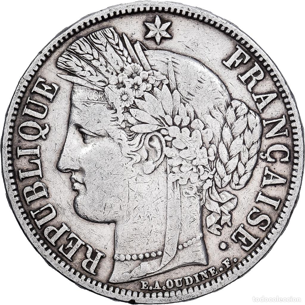 Monedas antiguas de Europa: [#1167388] Francia, 5 Francs, C&eacute;r&egrave;s, 1850, Paris, Plata, BC+, Gadoury:719, KM:761.1