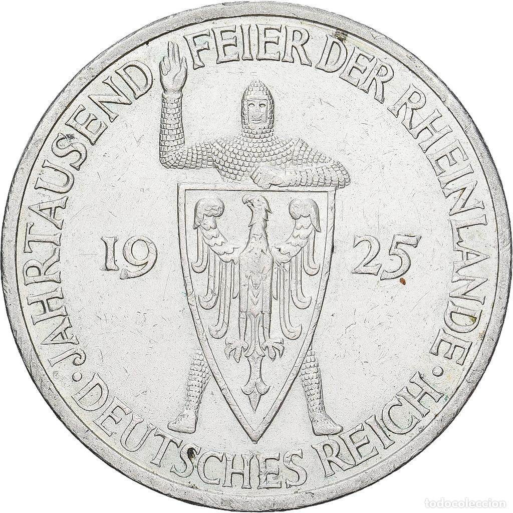 Monedas antiguas de Europa: [#1167571] ALEMANIA - REP&Uacute;BLICA DE WEIMAR, 5 Mark, 1925, Stuttgart, Plata, MBC+, KM:47