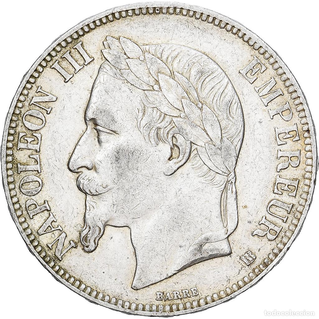 Monedas antiguas de Europa: [#1550891] Francia, Napoleon III, 5 Francs, 1868, Strasbourg, Plata, MBC+, Gadoury:739