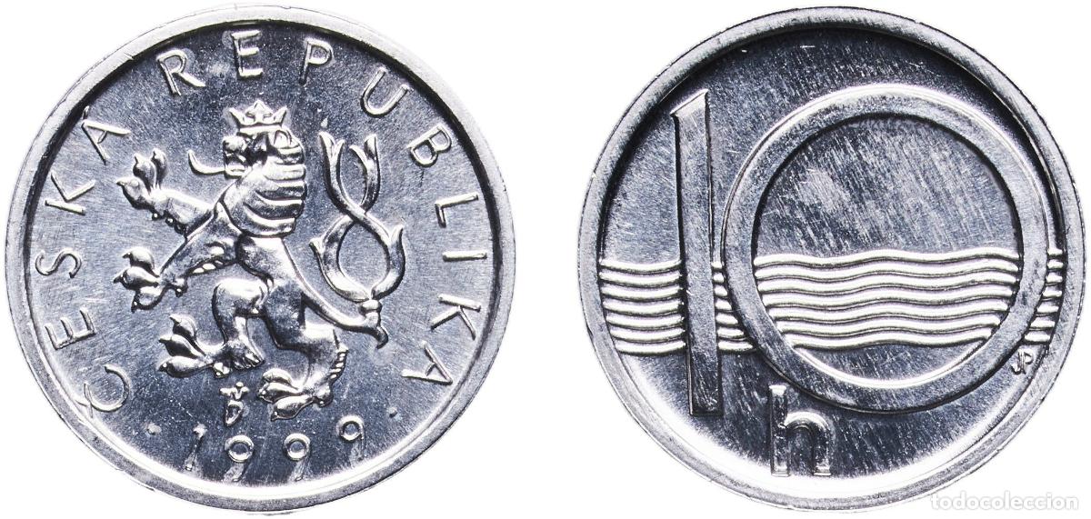 Monedas antiguas de Europa: Czech Republic 1999 b 10 Hal&eacute;řů Aluminium Czech Mint (54428800) 0.59g UNC KM 6 Sch&ouml;n 172