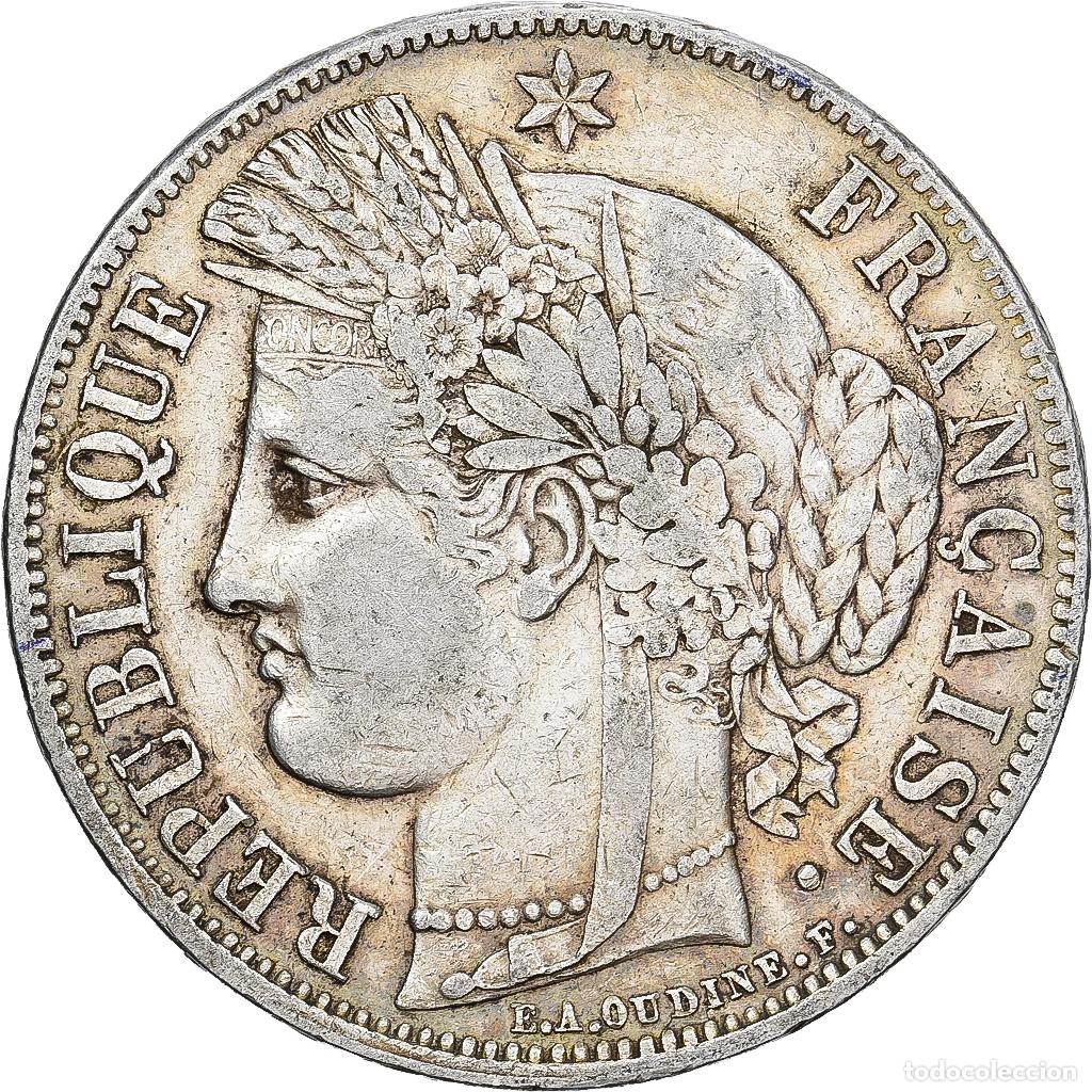 Monedas antiguas de Europa: [#1550906] Francia, 5 Francs, C&eacute;r&egrave;s, 1850, Paris, main-chien, Plata, MBC, KM:761.1