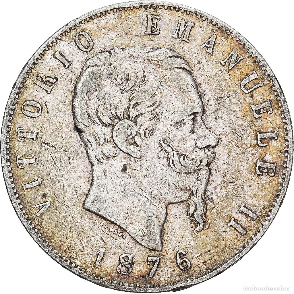 Monedas antiguas de Europa: [#1550933] Italia, Vittorio Emanuele II, 5 Lire, 1876, Rome, Plata, MBC, KM:8.4