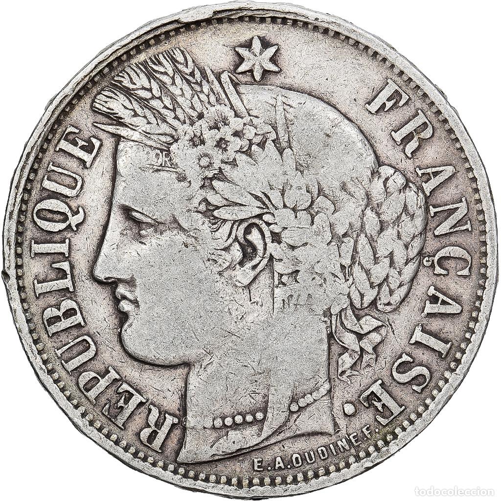 Monedas antiguas de Europa: [#1550941] Francia, 5 Francs, C&eacute;r&egrave;s, 1870, Bordeaux, Plata, BC+, Gadoury:742, KM:818.2
