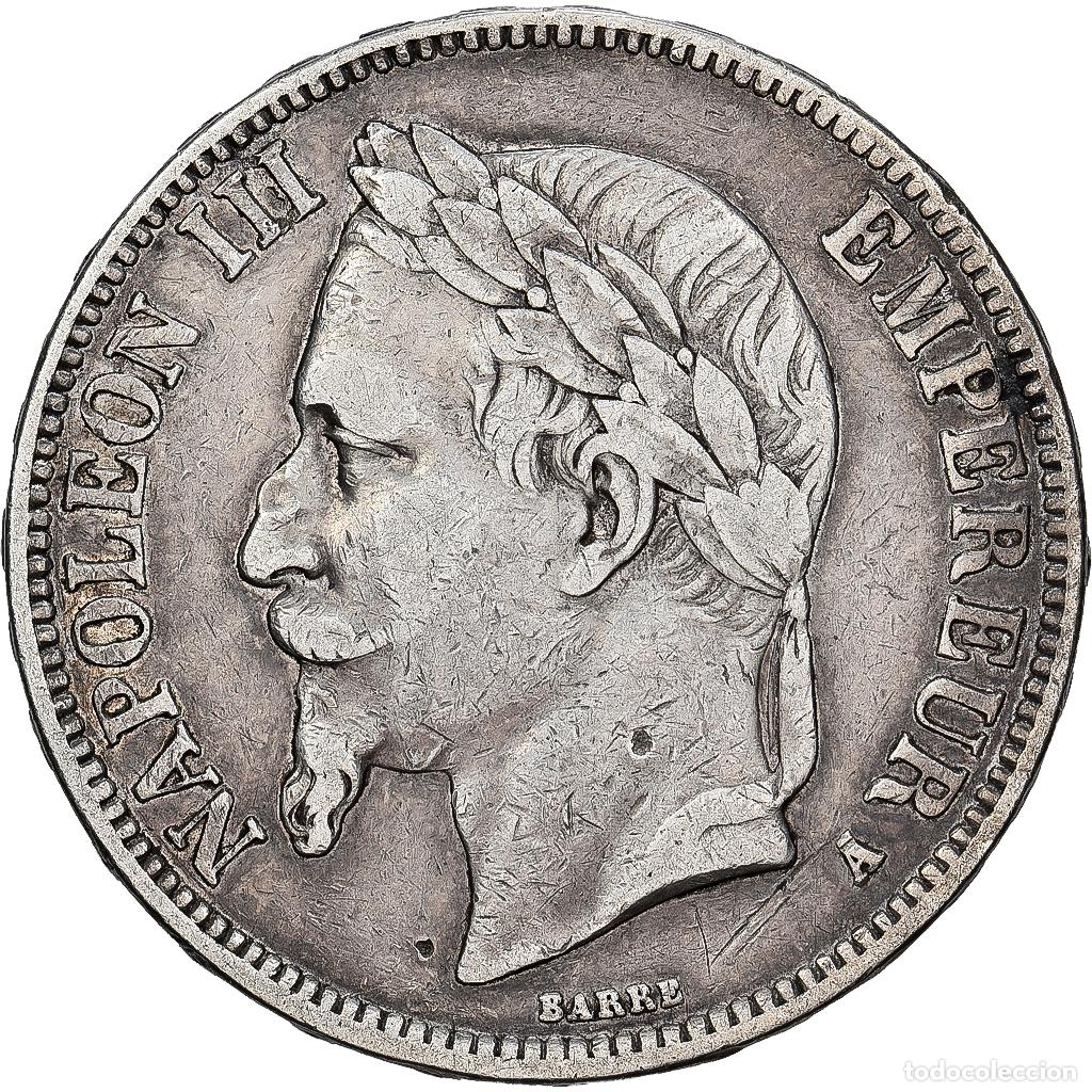 Monedas antiguas de Europa: [#1550895] Francia, Napoleon III, 5 Francs, 1867, Paris, Plata, BC+, Gadoury:739, KM:799.1