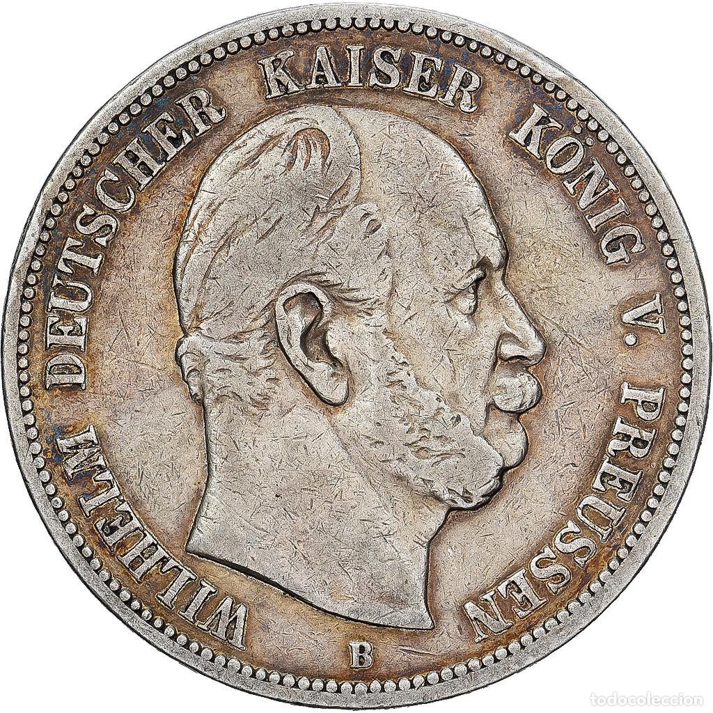 Monedas antiguas de Europa: [#1550901] Estados alemanes, PRUSSIA, Wilhelm I, 5 Mark, 1876, Breslau, Plata, MBC, KM:503